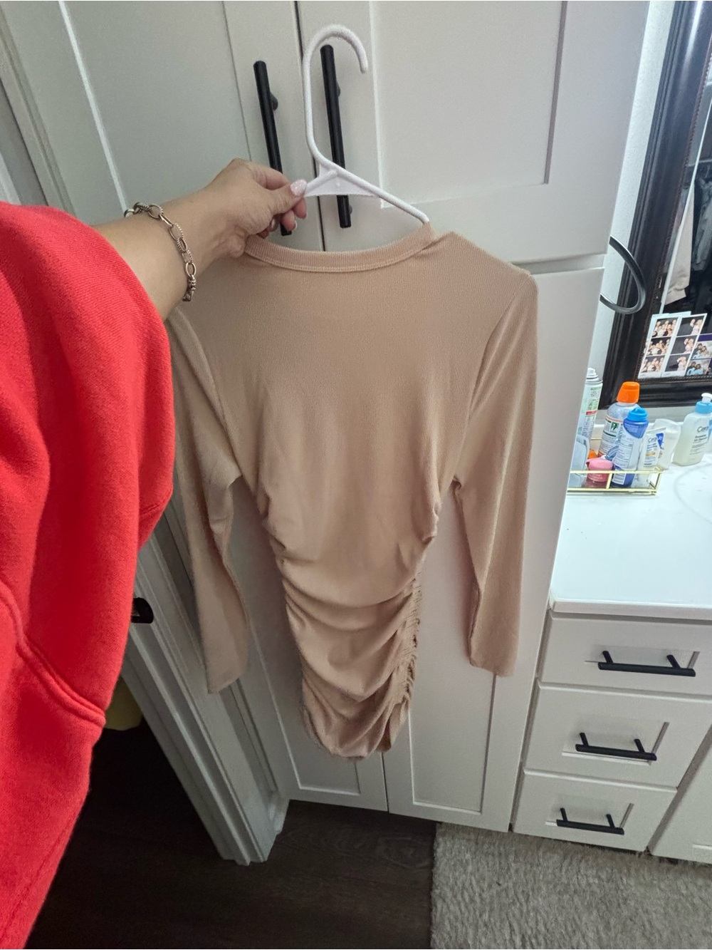 Amazon Beige Ruched Mini Dress - Picture 2 of 2